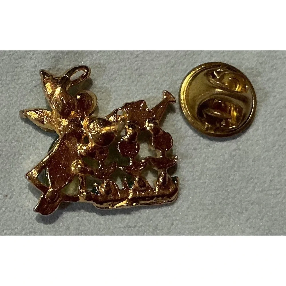 Gardener Fairy Angel Halo Sprinkling Can Gold‎ Tone Figural Brooch Fairycore